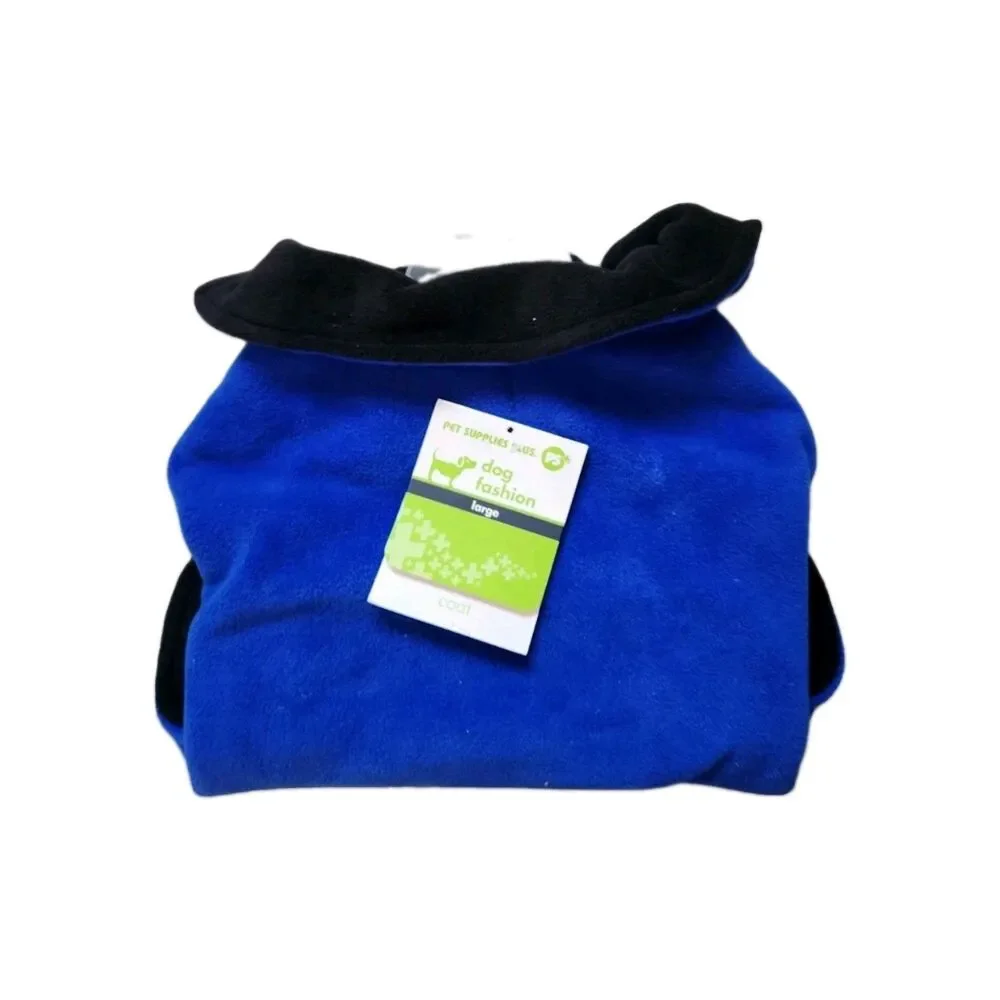NWT Pet Supplies Plus Dog Coat Jacket Large Blue Black Fleece Warm Collared
